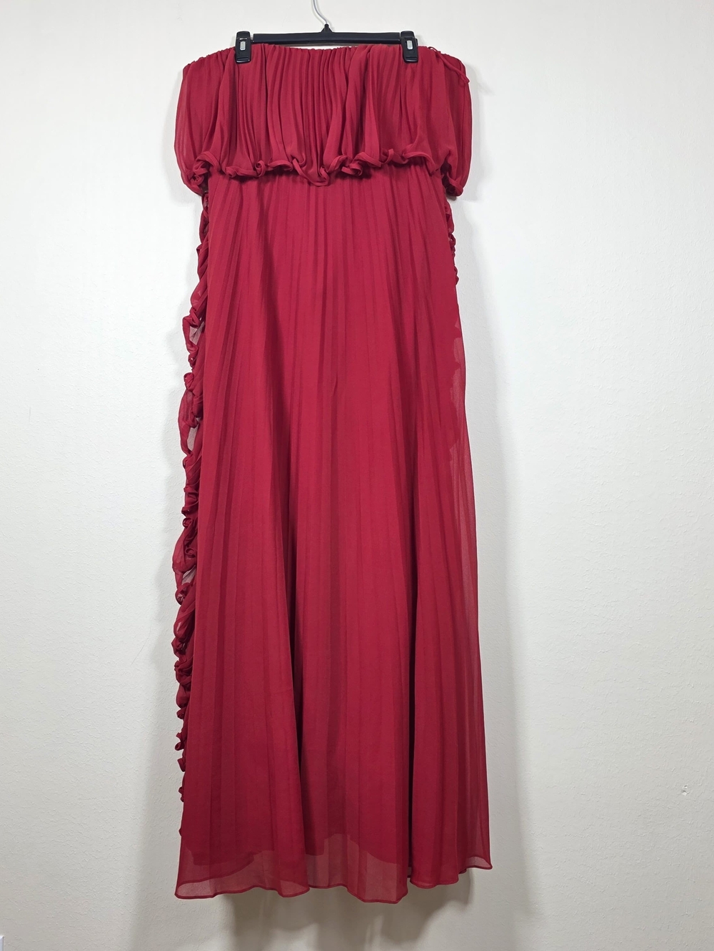 BADGLEY MISCHKA PLEATED RUFFLE GOWN SIZE 14 MSRP $890 - Picture 5 of 13